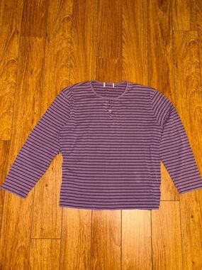 Y2K Purple and black striped henley shirt